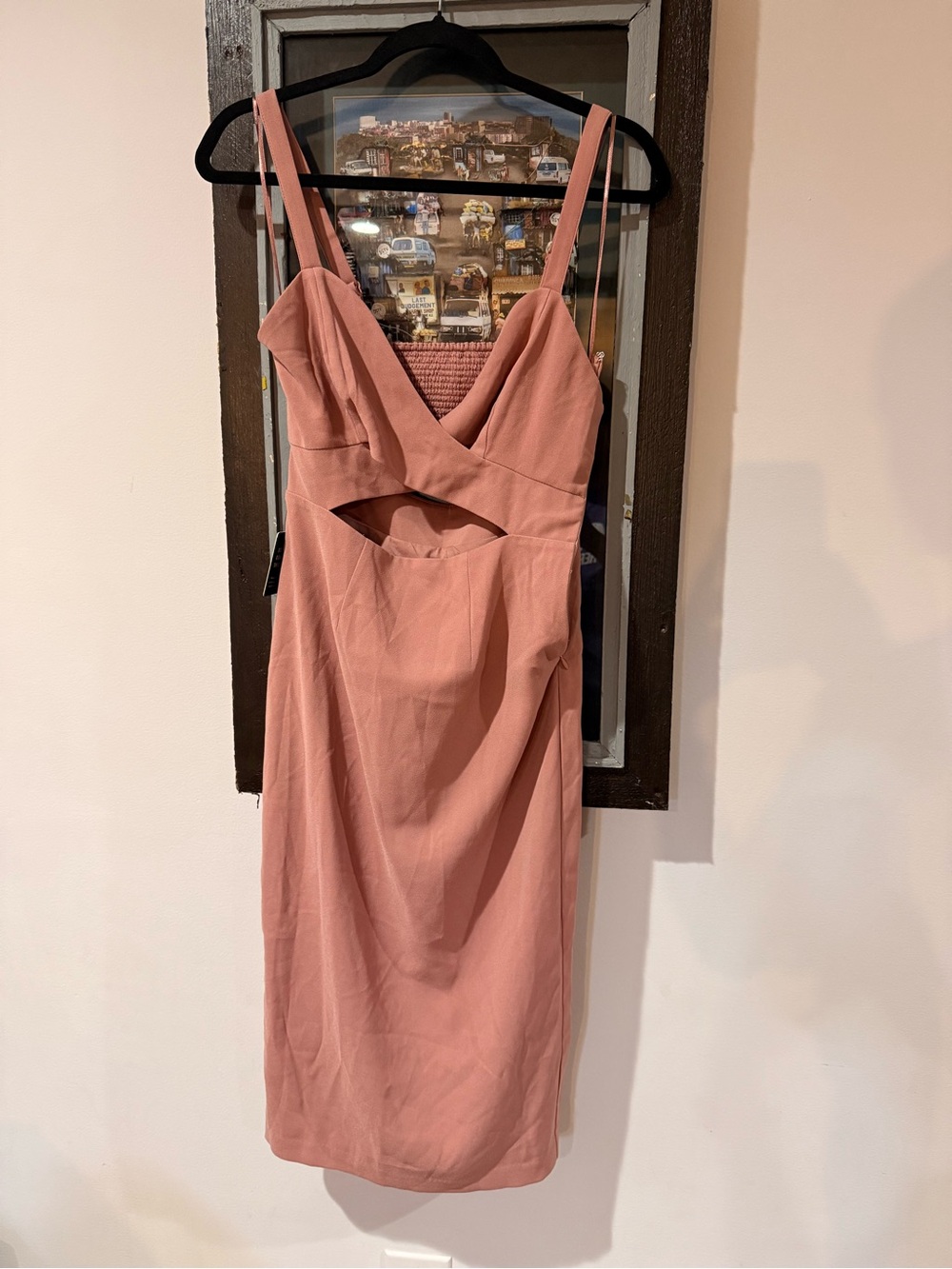 Express Mauve Pink Midi Dress with Front Cutout